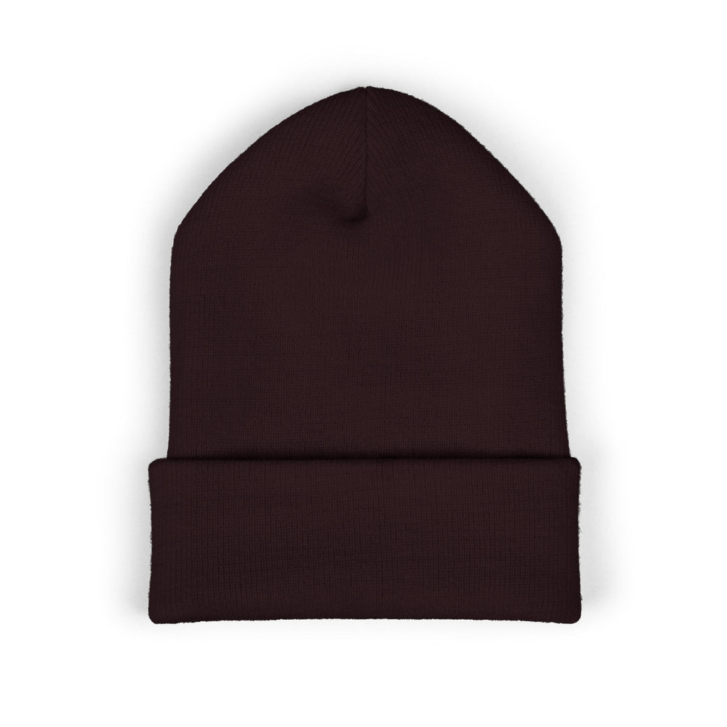 Embroidered 'HES' Classic Cuffed Beanie — Minimal Logo Knit Hat