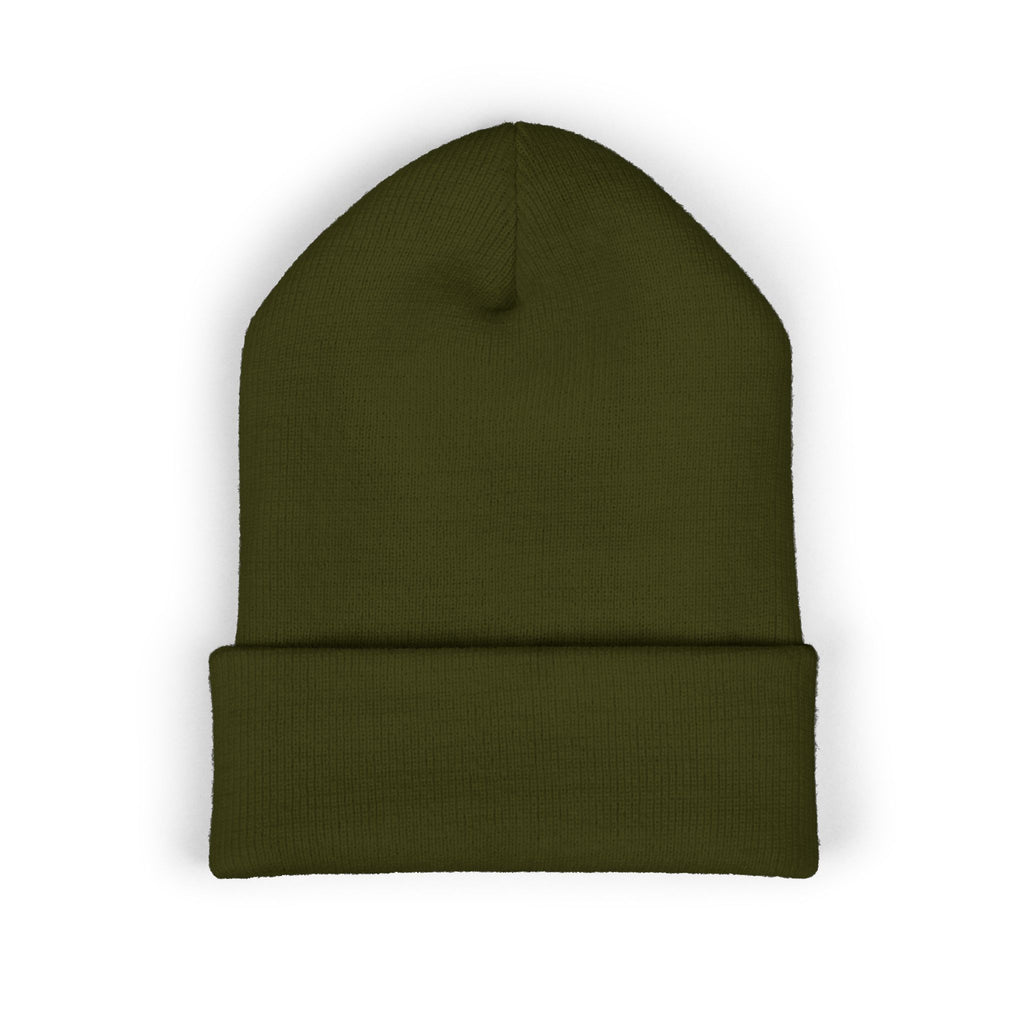 Embroidered 'HES' Classic Cuffed Beanie — Minimal Logo Knit Hat