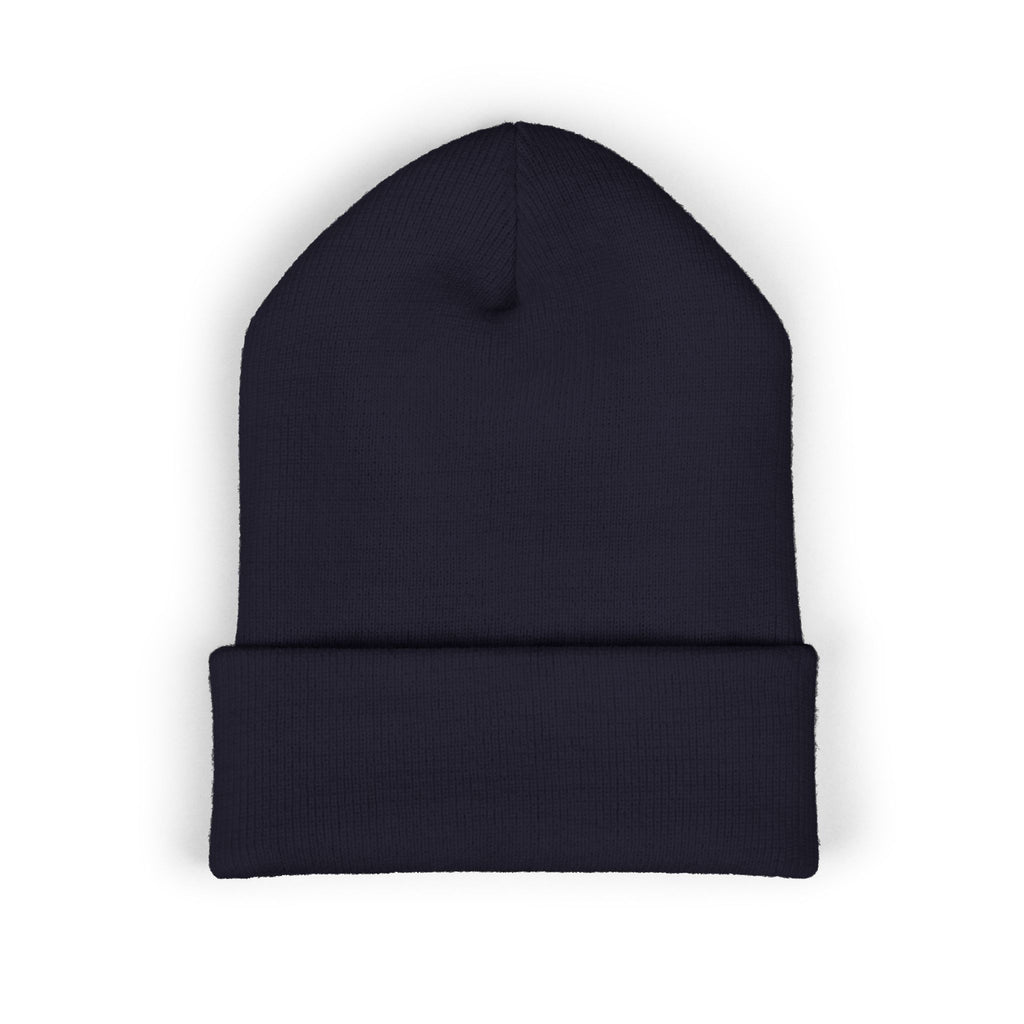 Embroidered 'HES' Classic Cuffed Beanie — Minimal Logo Knit Hat