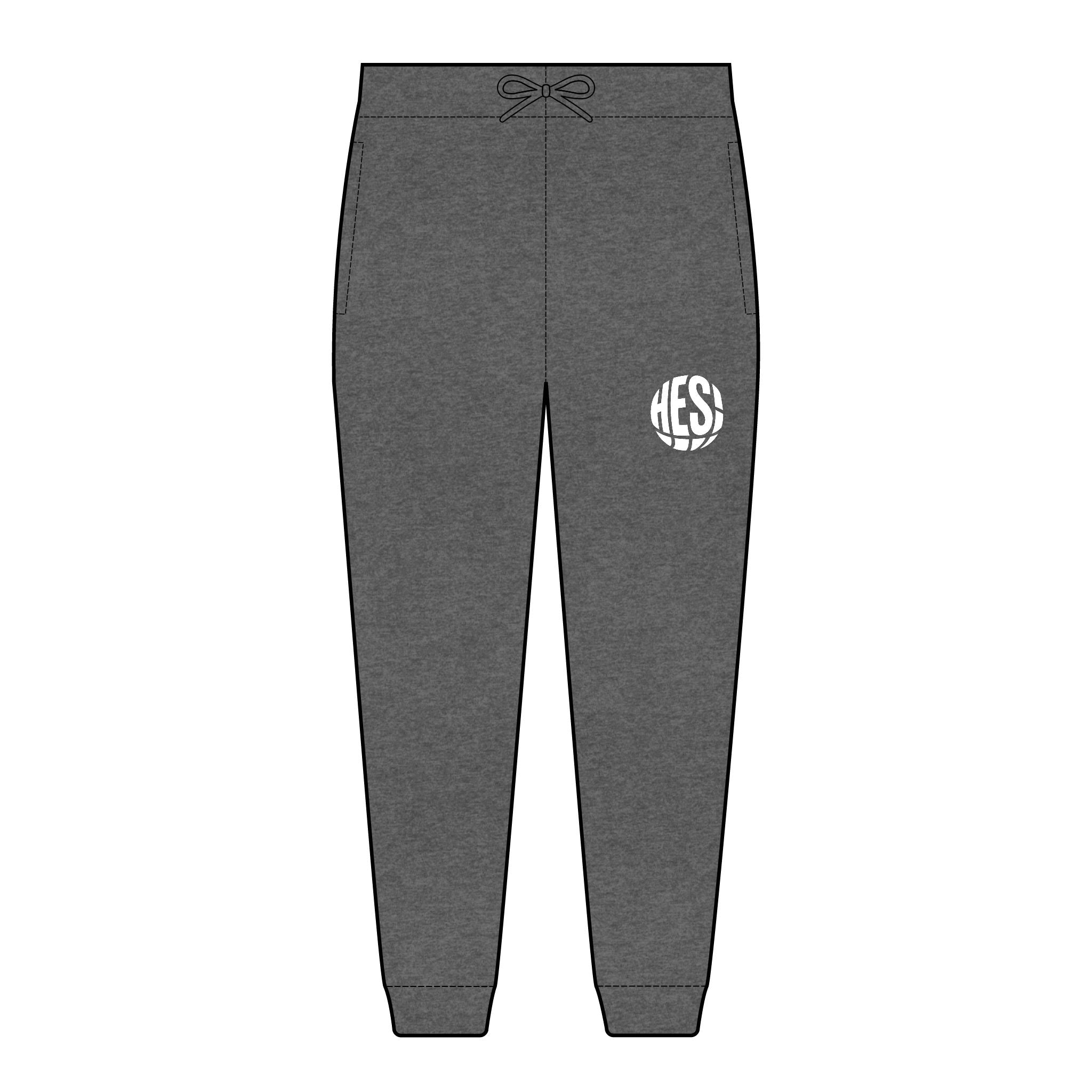 Embroidered Monogram Joggers — Cozy Fleece Sweatpants with Circular 'KES' Logo