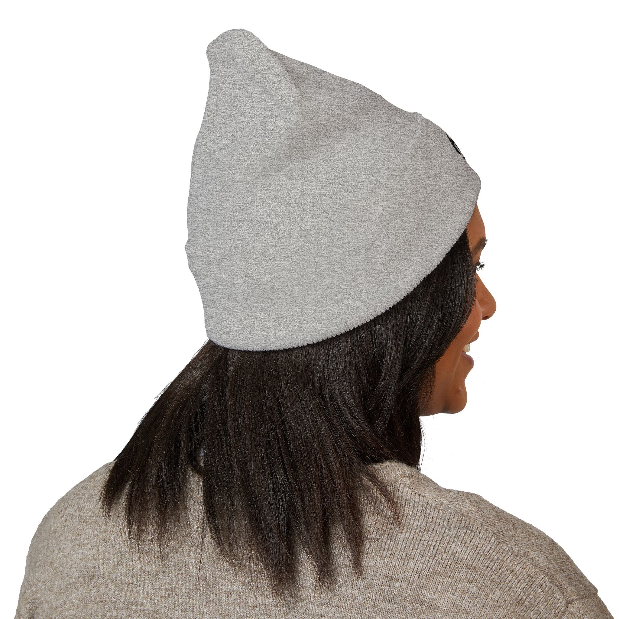 Embroidered 'HES' Classic Cuffed Beanie — Minimal Logo Knit Hat